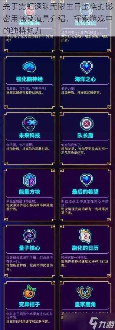 关于霓虹深渊无限生日蛋糕的秘密用途及道具介绍,探索游戏中的独特魅力
